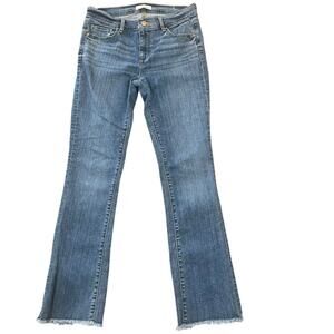 Loft Womens Modern Boot Medium Wash Frayed Ankle Medium Wash Denim Jeans Size 4